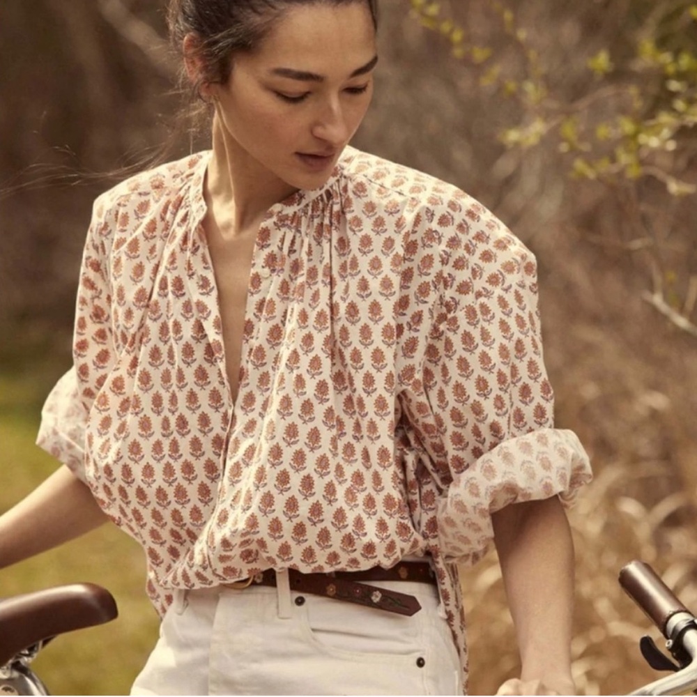 DOEN Jane Blouse In Traveler Block Print